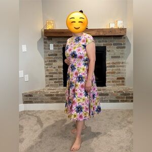 Tatyana Floral Midi Dress - Pink and Yellow